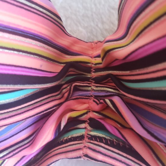 VICTORIA'S Secret Strapless Padded Stripe Bikini Swim Top SZ 32B - Picture 7 of 12